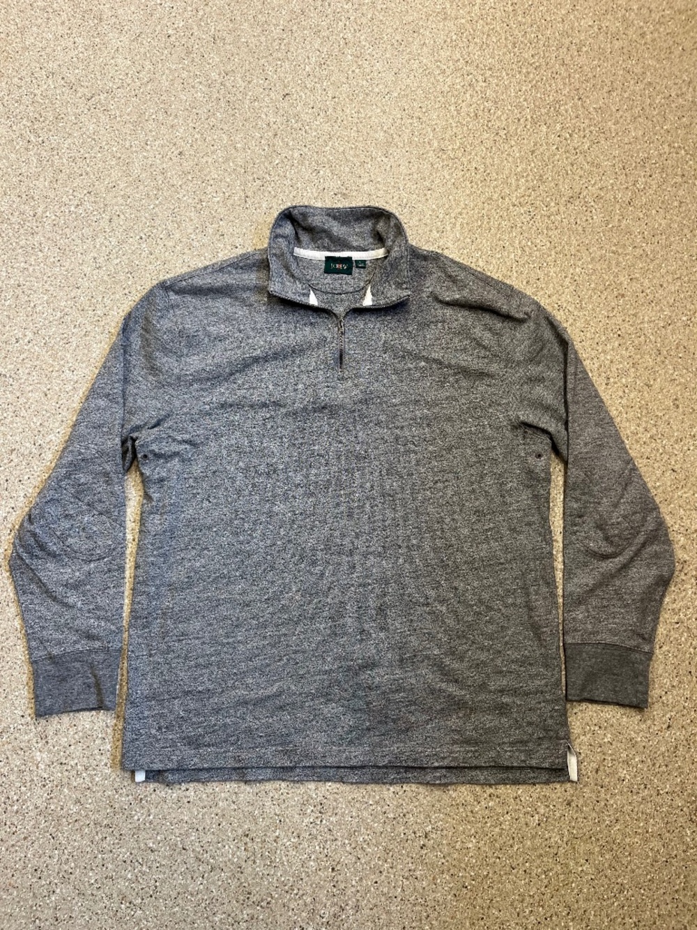 VTG J.Crew Oarsman Quarter Zip Sweatshirt Mens Large Gray Elbow Patch